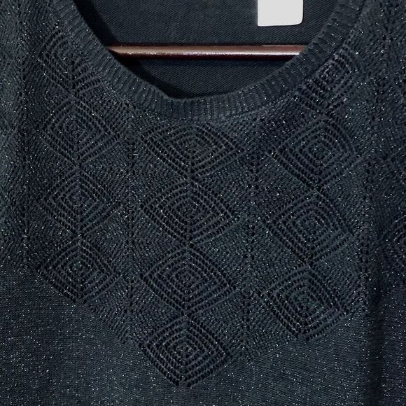 Alfred Dunner Women's Large Black Knit Sweater Short Sleeve Pullover Sparkly Top - Picture 3 of 6